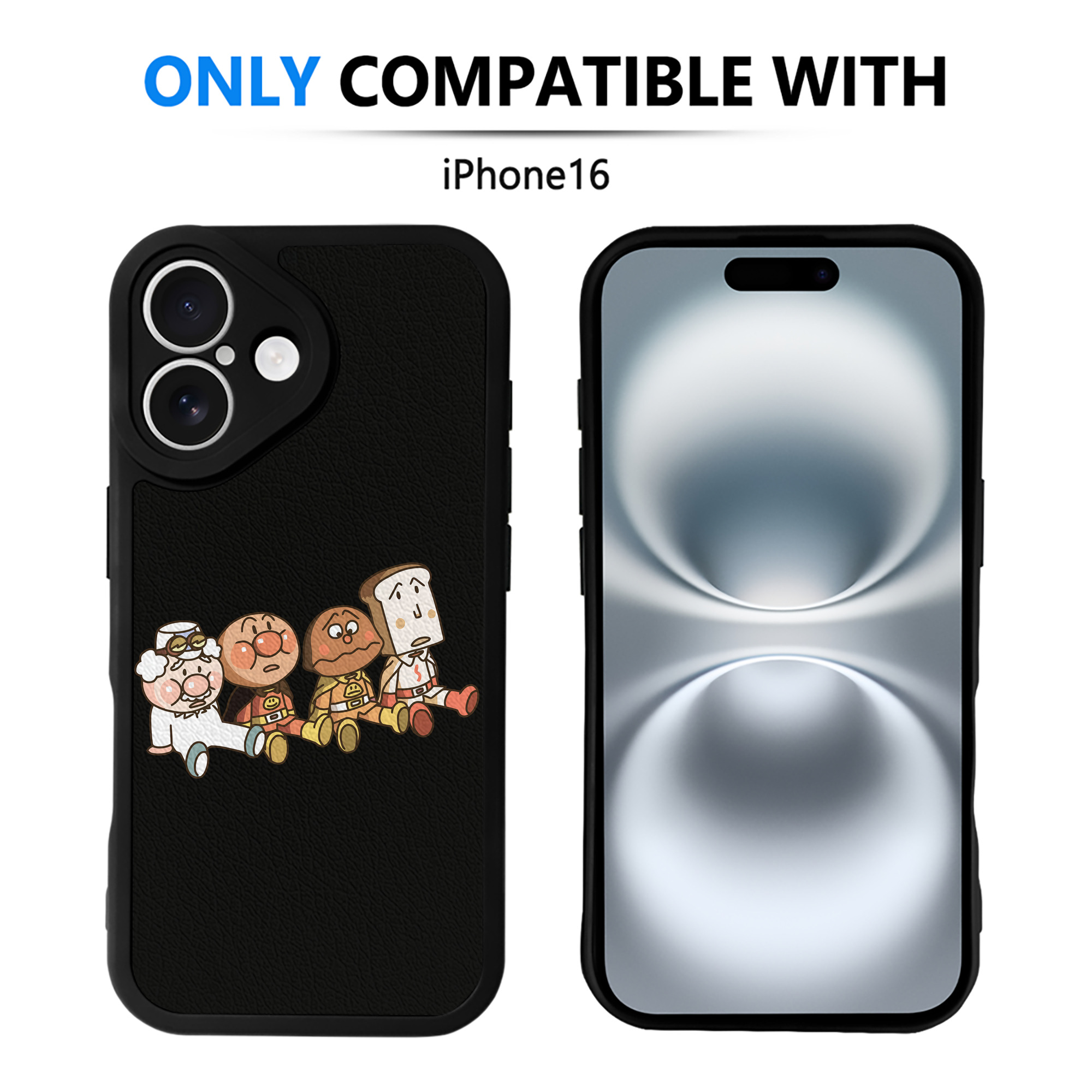 （画像用） アンパンマン Anpanman 【iPhone 16シリーズ対応】シリコンスマホケース（レザー調） 材質：シリコン